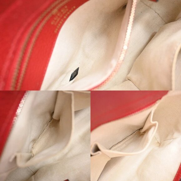 GUCCI GG Logo Swing 2Way Shoulder Hand Tote Bag Leather Red GHW Italy 73KP034 - Picture 11 of 15